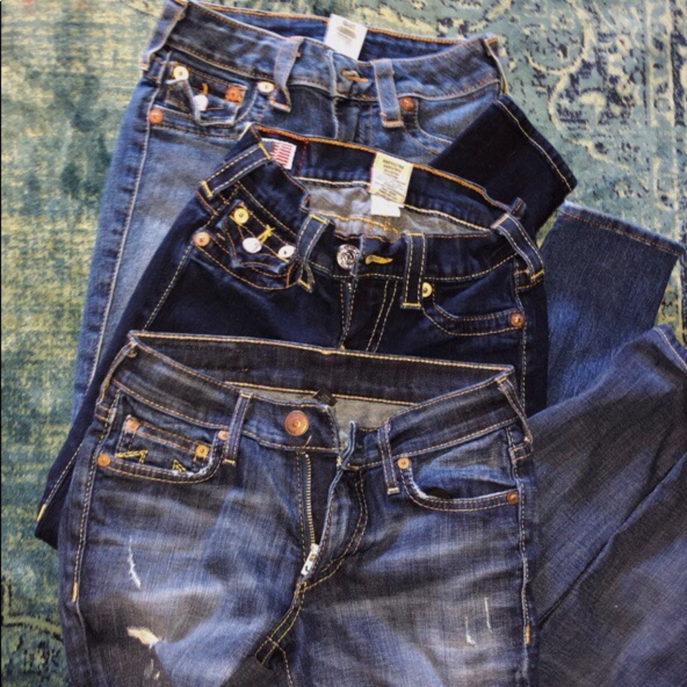 (3 pair) True Religion skinny jeans sized 24
